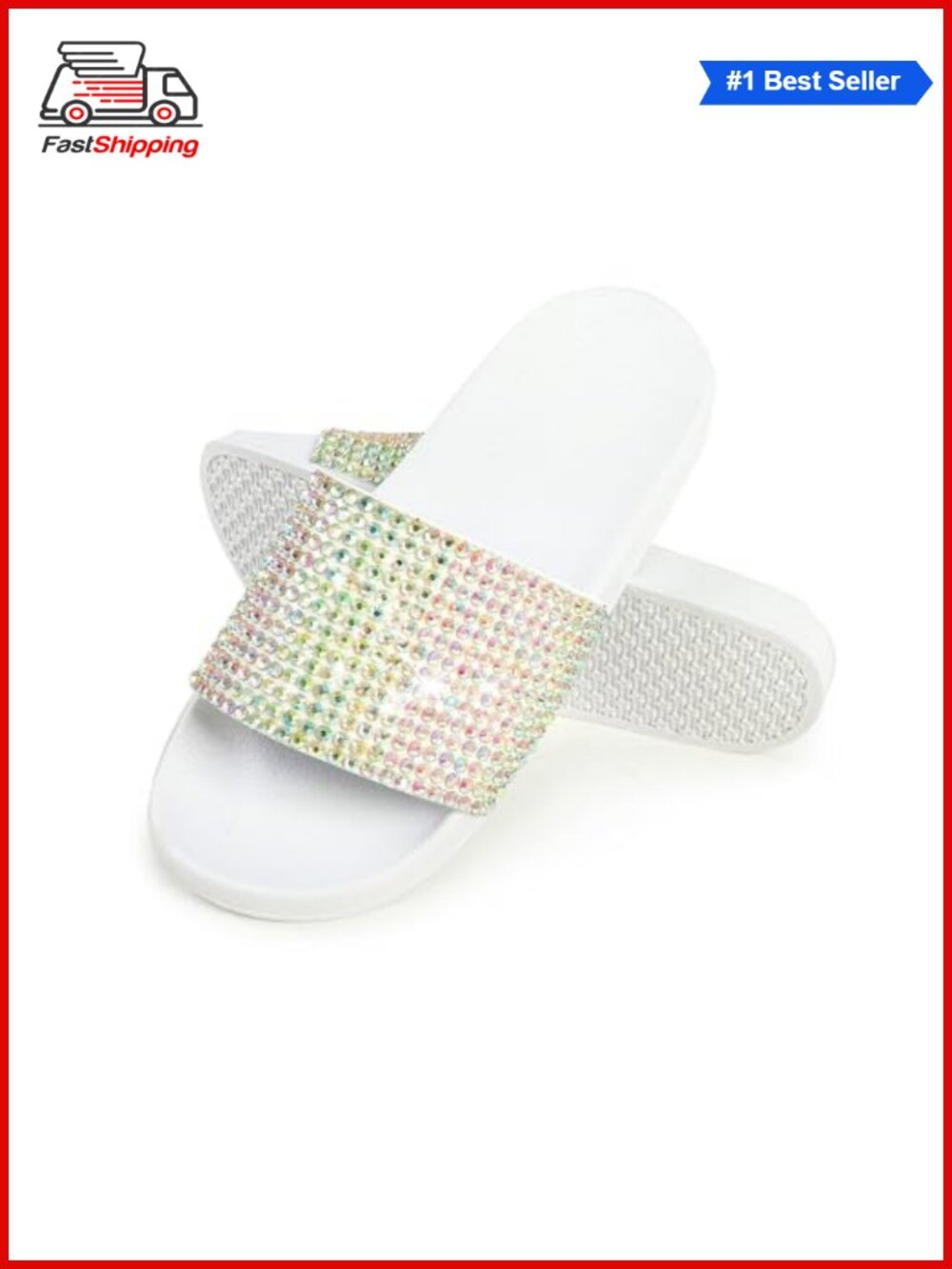 Rhinestone Glitter Platform Slides Cozy Non-Slip Slippers